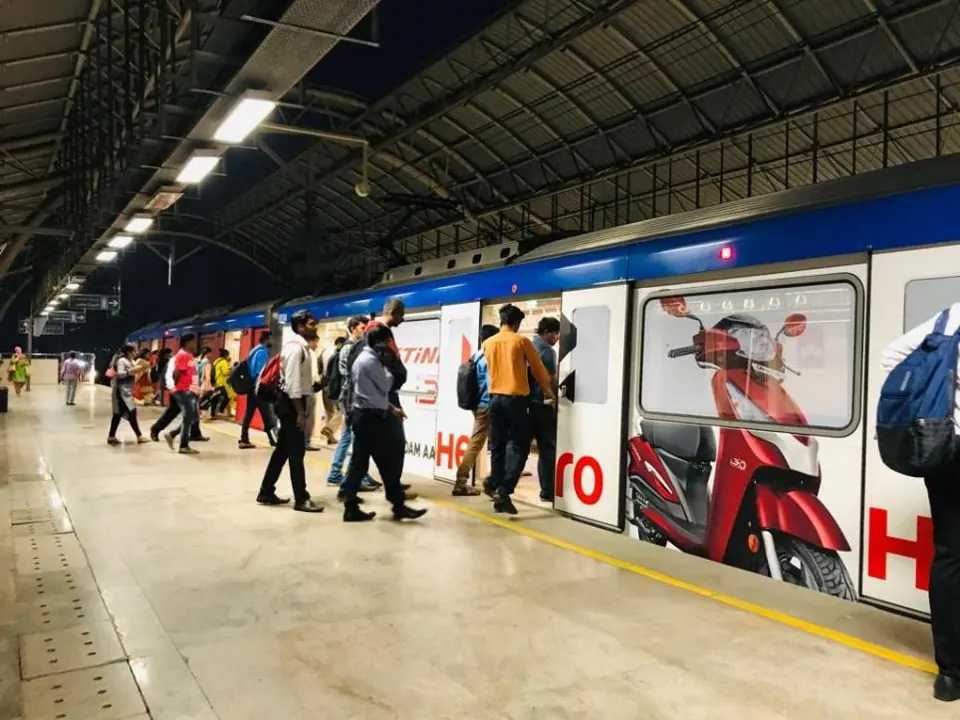 Metro train and station branding by Crewnited