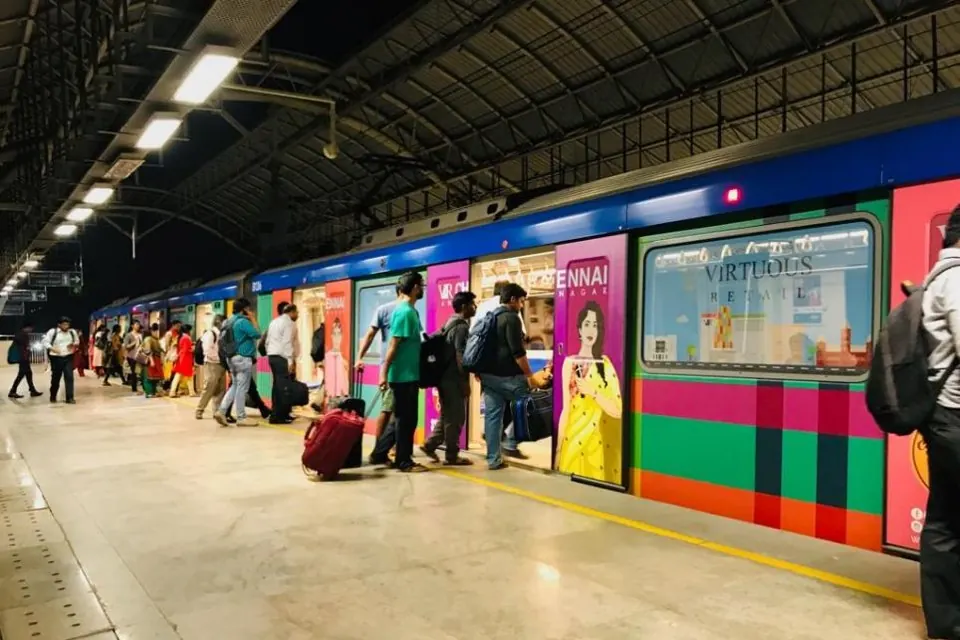 Metro train and station branding by Crewnited